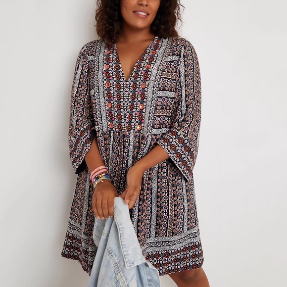 Anthropologie Naomi Embroidered Tunic Dress